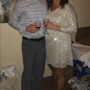 all in favor sequin white dress